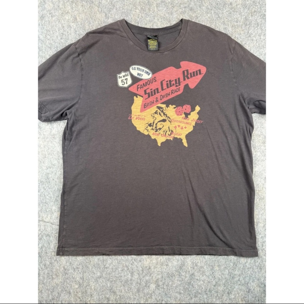 Lucky Brand T-Shirt Men's XL Black Classic Fit Sin City Run Graphic Pullover Tee